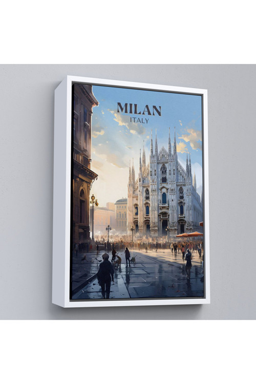 Ahşap Çerçeveli Milan İtalya Tablosu-7693