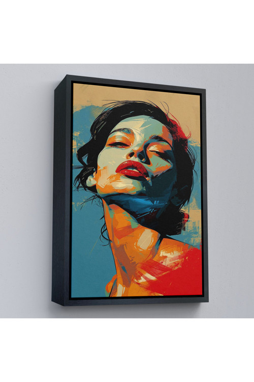 Ahşap Çerçeveli Pop Art Tarzda Güzel Kadın Tablosu-7709