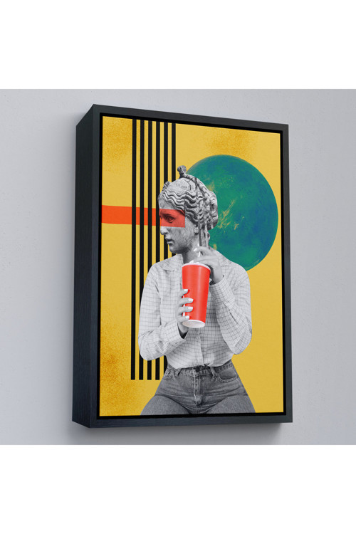 Ahşap Çerçeveli Pop Art Soyut Kadın Tablosu-7875