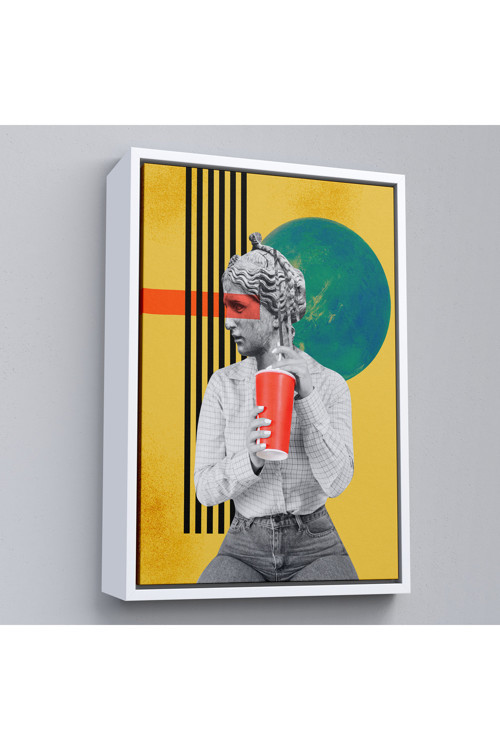 Ahşap Çerçeveli Pop Art Soyut Kadın Tablosu-7875
