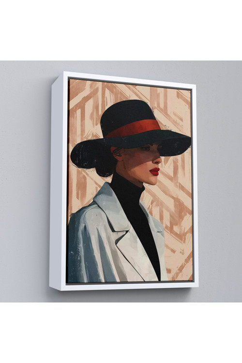 Ahşap Çerçeveli Güzel Retro Kadın Tablosu-7595