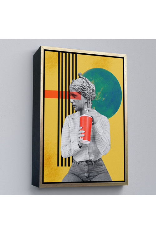 Ahşap Çerçeveli Pop Art Soyut Kadın Tablosu-7875