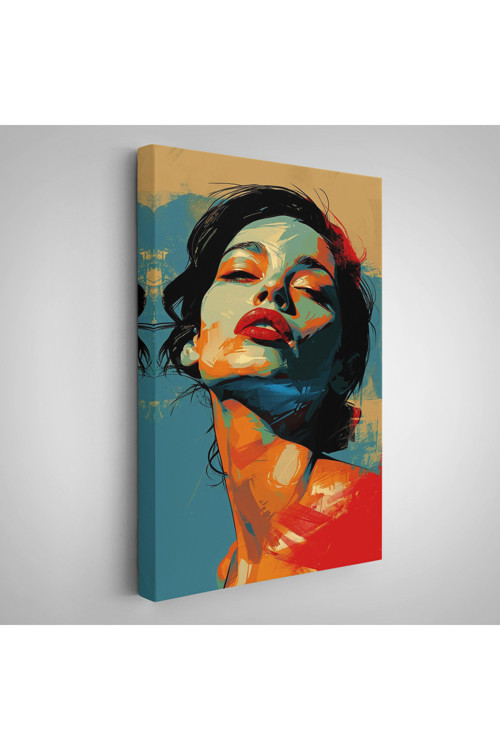 Ahşap Çerçeveli Pop Art Tarzda Güzel Kadın Tablosu-7709