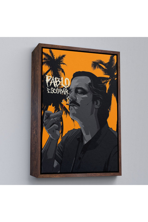 Ahşap Çerçeveli Pablo Escobar Uyuşturucu Baronu Tablosu-7801
