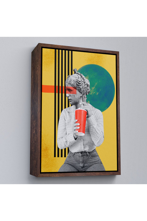 Ahşap Çerçeveli Pop Art Soyut Kadın Tablosu-7875