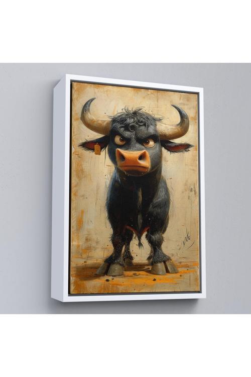 Ahşap Çerçeveli Agresif Boğa Tablosu-7810