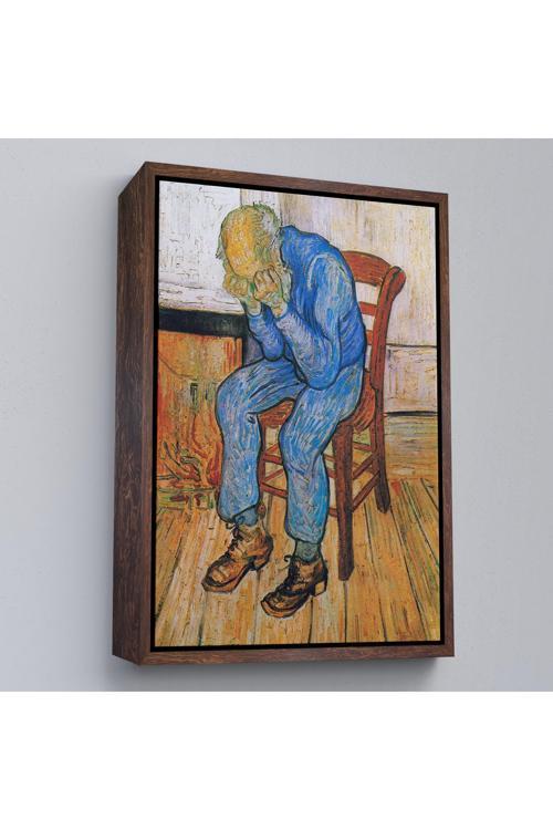 Ahşap Çerçeveli Acı Çeken Yaşlı Adam Sonsuzluğun Eşiğinde Tablosu - Vincent Van Gogh-7442