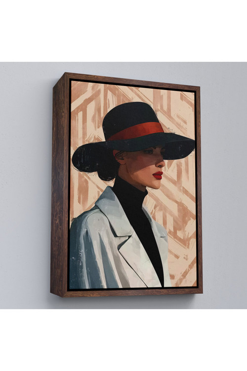 Ahşap Çerçeveli Güzel Retro Kadın Tablosu-7595