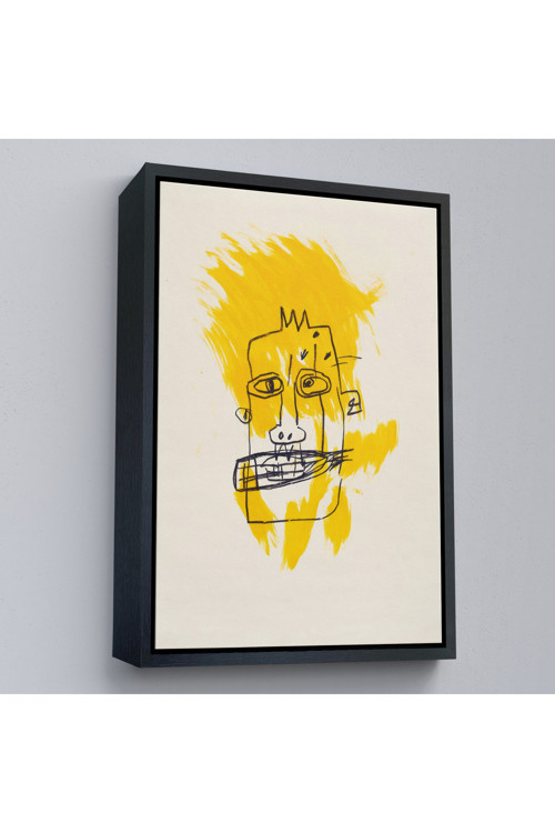 Ahşap Çerçeveli Jean-Michel Basquiat - Sarı Saçlı İsimsiz Tablo-7440