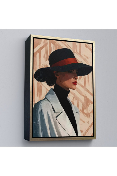 Ahşap Çerçeveli Güzel Retro Kadın Tablosu-7595