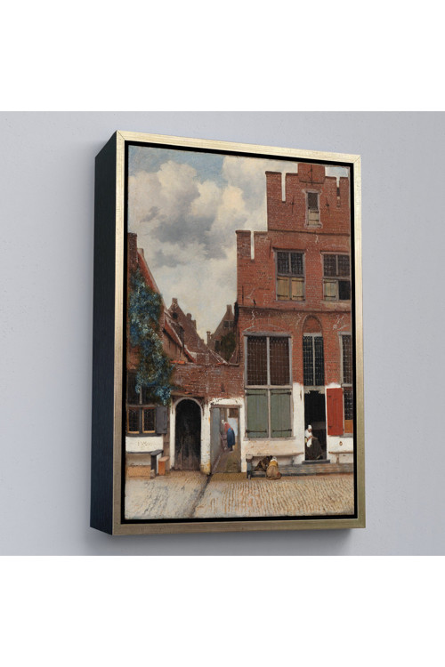 Ahşap Çerçeveli Johannes Vermeer - Küçük Sokak Tablosu-7472