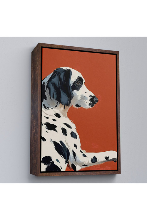 Ahşap Çerçeveli Sevimli Dalmaçyalı Köpek Tablo-7578