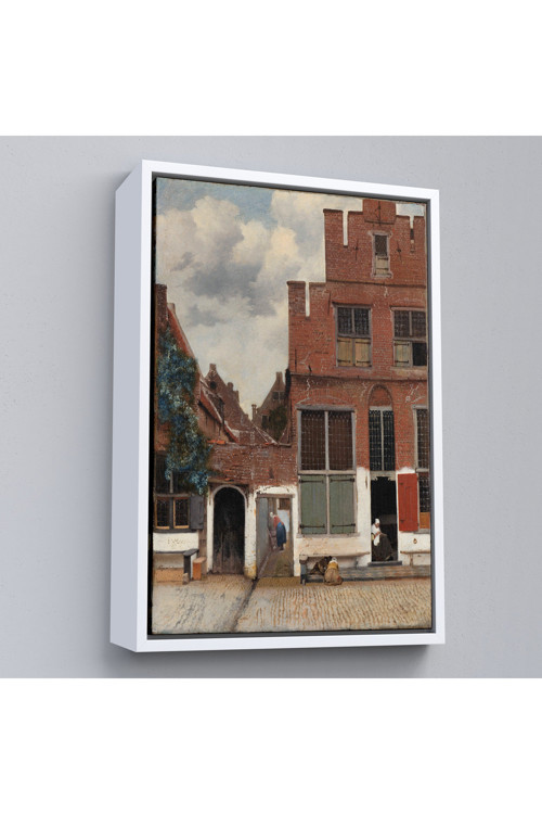Ahşap Çerçeveli Johannes Vermeer - Küçük Sokak Tablosu-7472