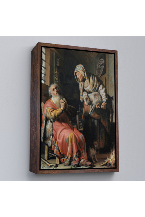 Ahşap Çerçeveli Rembrandt - Tobit Ve Anna Çocuk İle Birlikte Tablo-7439