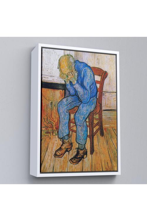 Ahşap Çerçeveli Acı Çeken Yaşlı Adam Sonsuzluğun Eşiğinde Tablosu - Vincent Van Gogh-7442