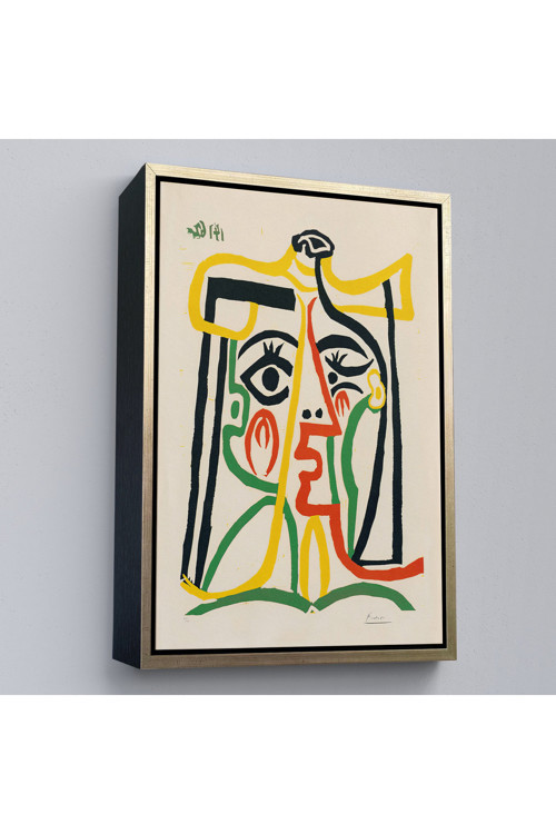 Ahşap Çerçeveli Pablo Picasso - Jacqueline'İn Hasır Şapkalı Tablo-7419