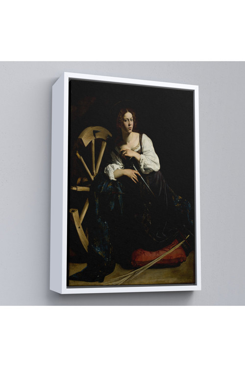 Ahşap Çerçeveli Caravaggio - İskenderiyeli Aziz Catherine Tablosu-7386