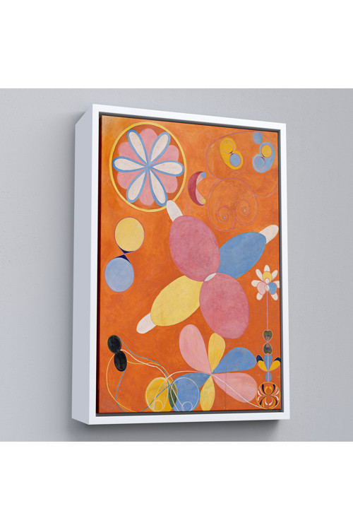 Ahşap Çerçeveli Hilma Af Klint - Turuncu Tablo - The Ten Largest No-7435