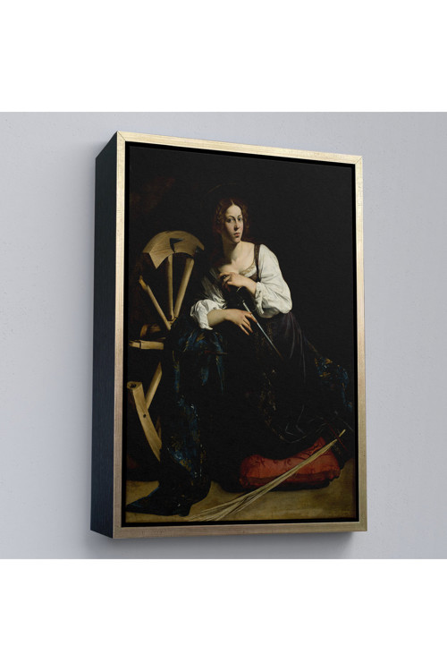 Ahşap Çerçeveli Caravaggio - İskenderiyeli Aziz Catherine Tablosu-7386