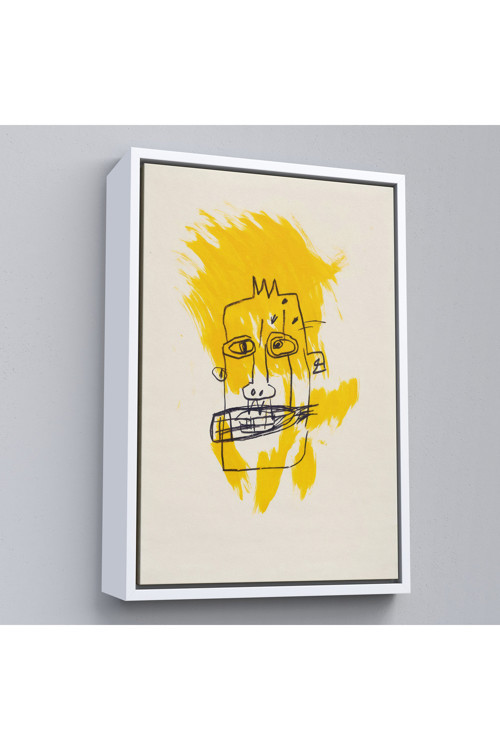 Ahşap Çerçeveli Jean-Michel Basquiat - Sarı Saçlı İsimsiz Tablo-7440