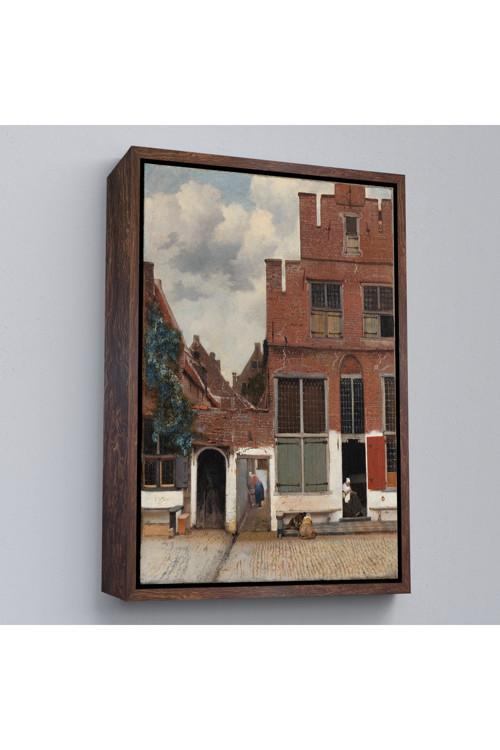 Ahşap Çerçeveli Johannes Vermeer - Küçük Sokak Tablosu-7472