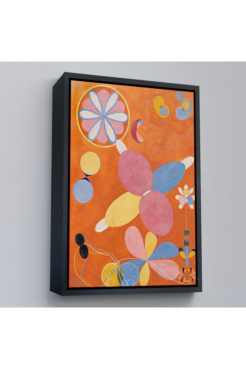 Ahşap Çerçeveli Hilma Af Klint - Turuncu Tablo - The Ten Largest No-7435