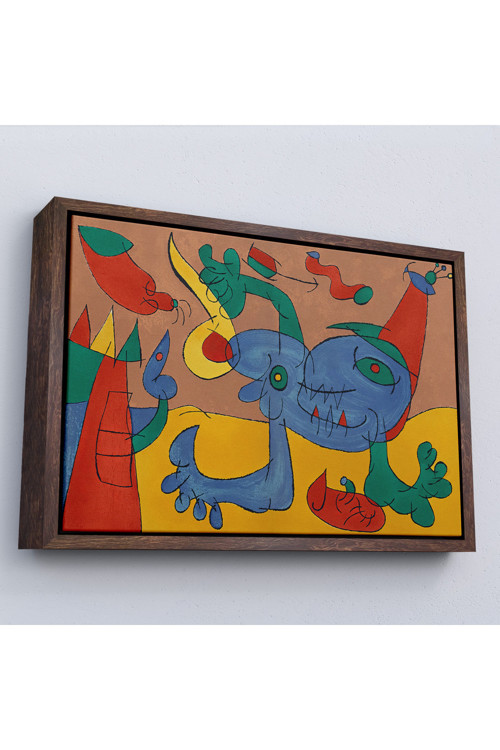 Ahşap Çerçeveli Joan Miro Soyut Sanat Tablosu-7068