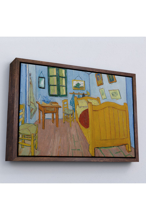 Ahşap Çerçeveli Vincent Van Gogh - Arles'Ta Yatak Odası Tablosu - Bedroom İn Arles-7179