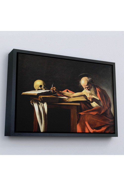Ahşap Çerçeveli Caravaggio - Saint Jerome Yazma Tablo-7124