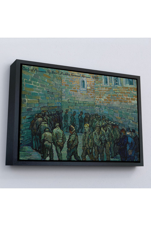 Ahşap Çerçeveli Vincent Van Gogh Tutuklular Çemberi Tablo - Prisoners' Round-7180