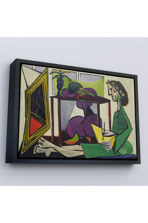 Ahşap Çerçeveli Pablo Picasso - İç Mekanda Bir Kız Çizimi Tablo-7081