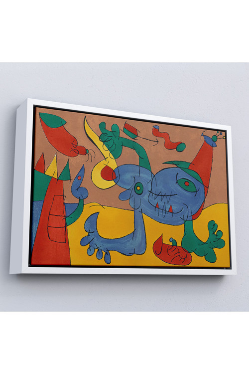 Ahşap Çerçeveli Joan Miro Soyut Sanat Tablosu-7068