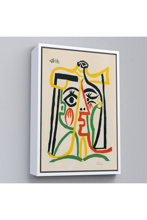 Ahşap Çerçeveli Pablo Picasso - Jacqueline'İn Hasır Şapkalı Tablo-7419