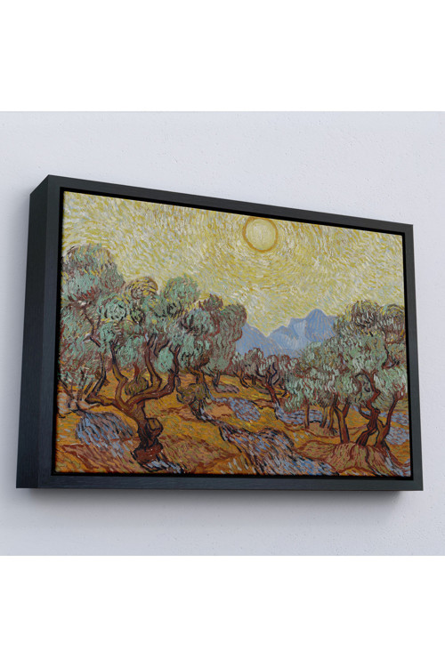 Ahşap Çerçeveli Vincent Willem Van Gogh - Zeytin Ağaçları Tablosu - Olive Trees-7184
