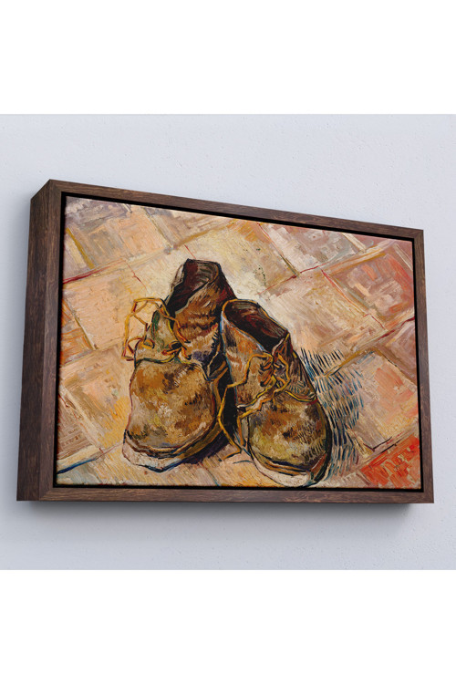 Ahşap Çerçeveli Vincent Van Gogh - Ayakkabılar Tablo - Shoes-7165