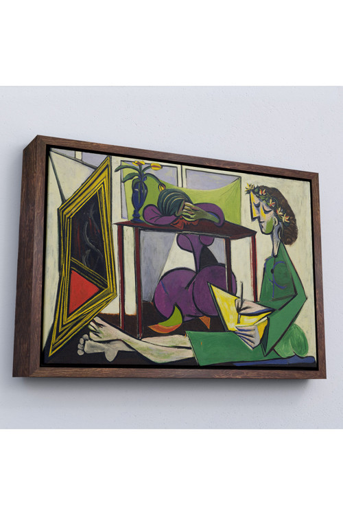 Ahşap Çerçeveli Pablo Picasso - İç Mekanda Bir Kız Çizimi Tablo-7081