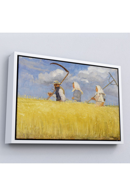Ahşap Çerçeveli Anna Ancher - İşçiler Tablo - Harvesters-7156