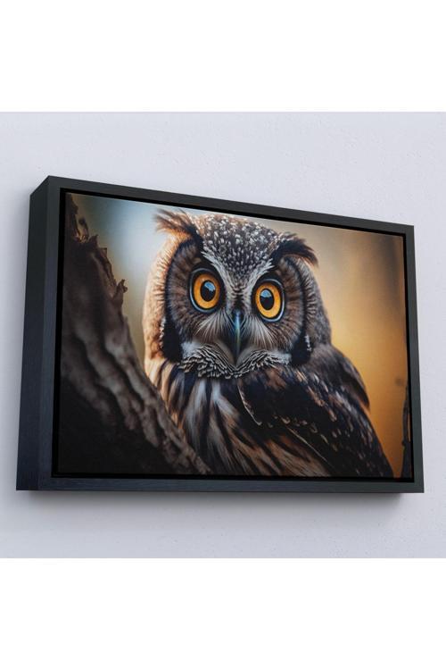 Ahşap Çerçeveli Sevimli Baykuş Tablosu-7223