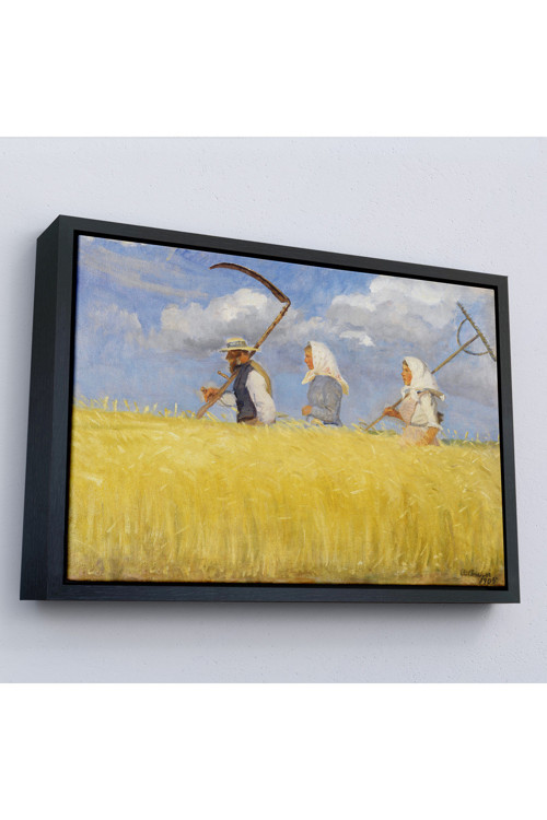 Ahşap Çerçeveli Anna Ancher - İşçiler Tablo - Harvesters-7156