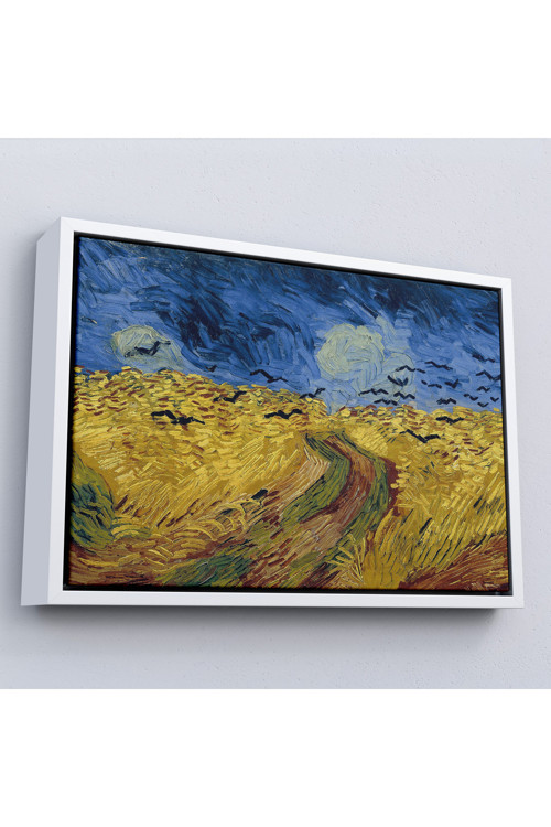 Ahşap Çerçeveli Vincent Willem Van Gogh - Kargalarla Buğday Tarlası Tablo-7190