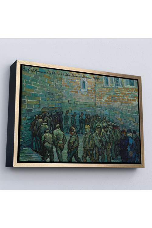 Ahşap Çerçeveli Vincent Van Gogh Tutuklular Çemberi Tablo - Prisoners' Round-7180