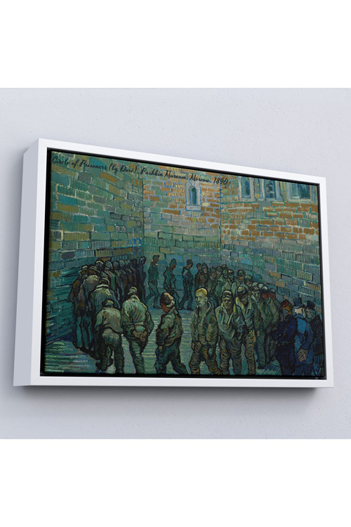 Ahşap Çerçeveli Vincent Van Gogh Tutuklular Çemberi Tablo - Prisoners' Round-7180