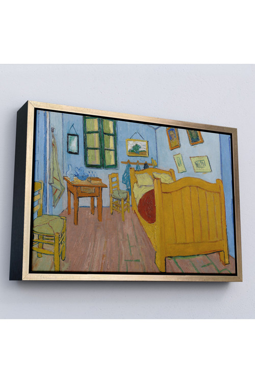 Ahşap Çerçeveli Vincent Van Gogh - Arles'Ta Yatak Odası Tablosu - Bedroom İn Arles-7179