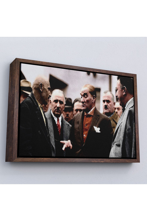 Ahşap Çerçeveli Muatafa Kemal Atatürk Yurttaş İle Konuma Tablosu-7193