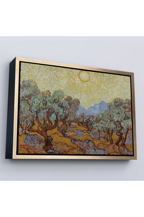 Ahşap Çerçeveli Vincent Willem Van Gogh - Zeytin Ağaçları Tablosu - Olive Trees-7184