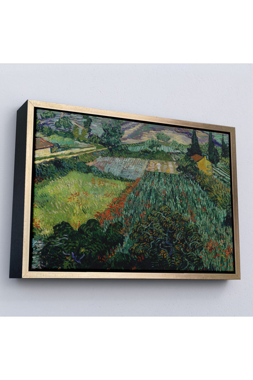 Ahşap Çerçeveli Vincent Van Gogh - Gelincikli Tarla Tablo - Field With Poppies-7181