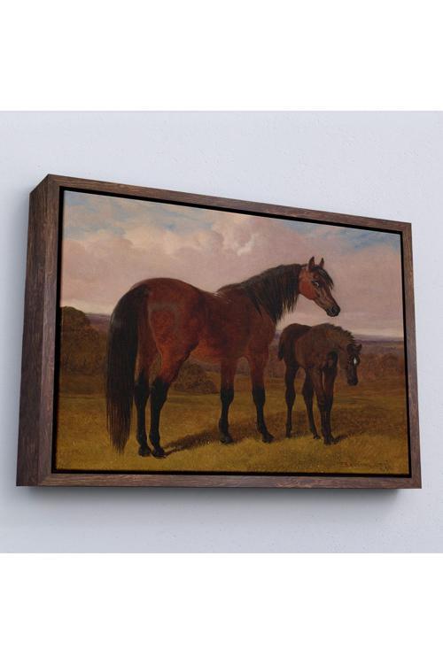 Ahşap Çerçeveli Kısrak Ve Tay Tablosu-7047