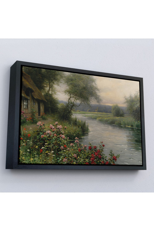 Ahşap Çerçeveli Louis Aston Knight, A River İn Normandy İsimli Tablosu