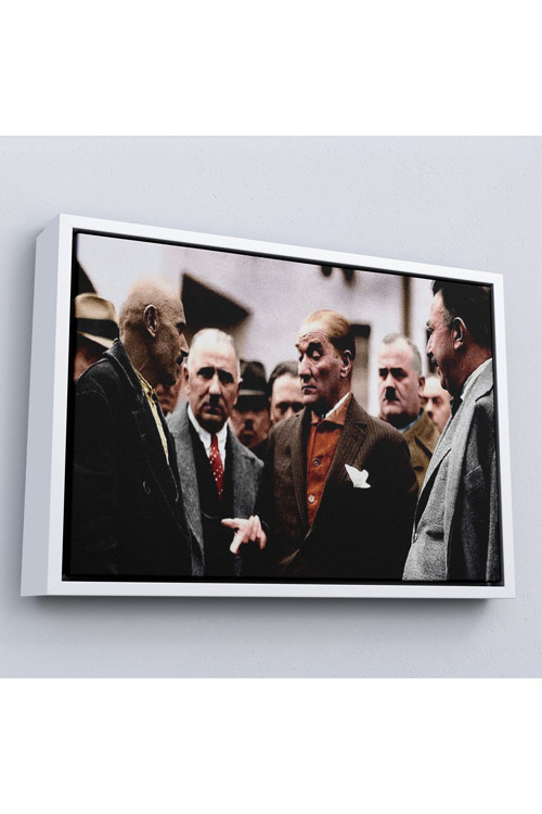 Ahşap Çerçeveli Muatafa Kemal Atatürk Yurttaş İle Konuma Tablosu-7193