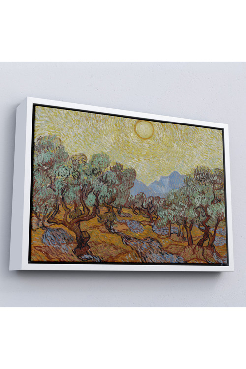 Ahşap Çerçeveli Vincent Willem Van Gogh - Zeytin Ağaçları Tablosu - Olive Trees-7184